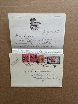 US 1939 Prexy Cover from Hawaii +Frank #806+815+C23=20C Rate +Duplex CXL +Letter - Image 1 of 2