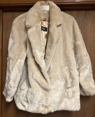 Abrigo vintage de piel sintética crema Lilli Ann para mujer talla L/XL hecho en Inglaterra Foto 1 de 4