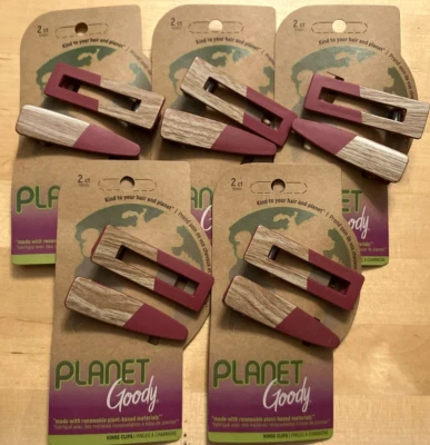 Goody Lot Of 5 Packages Planet Goody Hinge Clips Renewable Plant Based Pink Wood - Image 1 of 4