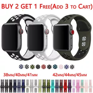 38/41/49mm SILICONE Sport For Apple Watch Strap Band iWatch Ultra2 9 8 7 6 SE 5 - Picture 1 of 45
