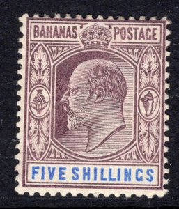 Bahamas 1902 Crown CA Mint 5/- p14 SG 69 cv £80 F/VF - Picture 1 of 2