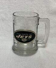 New York Jets NFL Vintage Heavy Glass Bar Beer Mug NY Football Logo
