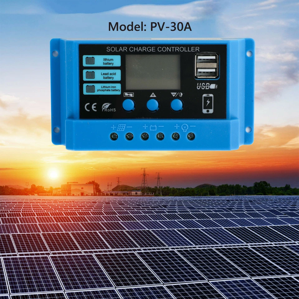 PWM 30A Solarladeregler Regler für Lifepo4 Lithium Blei Säure Gel USA - Bild 1 von 4
