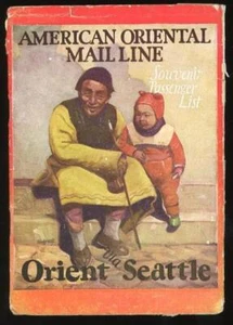 1925 AMERICAN ORIENTAL MAIL LINE to CHINA, JAPAN, PHILIPPINES : L. SIEGRIEST ART - Picture 1 of 2