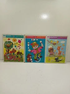 Lote De 3 Rompecabezas Bandeja Marco Vintage Divertido Picnic, Payaso, Flores De Primavera - Imagen 1 de 4