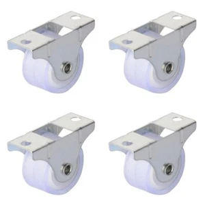 4Pcs 1" White Rail Fixed Casters Small One-Way Wheel Strong Plastic Furniture... - Picture 1 of 9