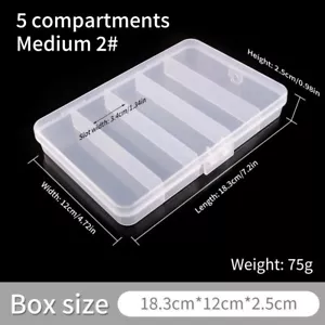 5 Compartment Tackle Box Plastic Fishing Lure Organizer case 18.3*12*2.5cm 75g - Picture 1 of 7