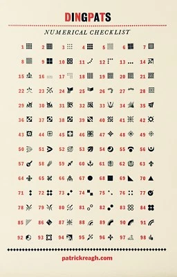 PATRICK REAGH TYPE New Letterpress Type- 12pt. DingPats. Hit "Contact Seller" for desired choices