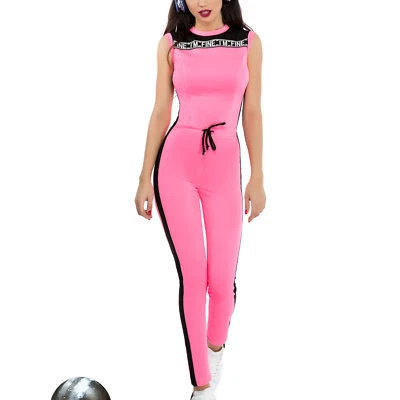 Ocassion Damen Overall Jumpsuit Catsuit Einteiler Fitness Anzug Pink XS-M - Bild 1 von 2