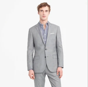 J Crew Ludlow Slim Anzug Sakko in Italien Stretch Kammgarn Wolle Grau G1109 40S - Bild 1 von 1