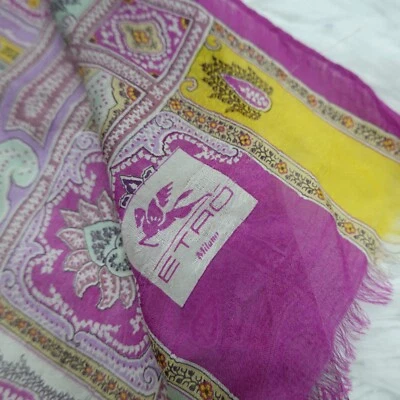 Bufanda bufanda de seda cachemira púrpura ETRO Milano 63" X 25" P431 Foto 1 de 4