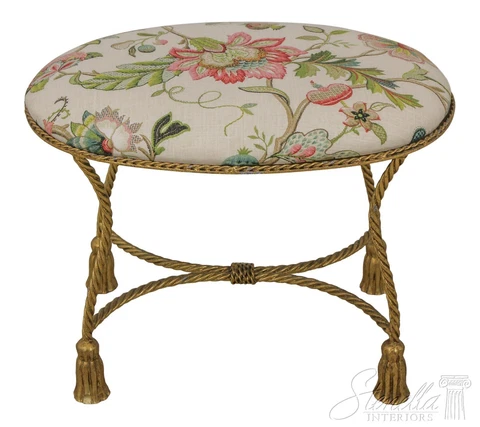 59586EC: Italian Gold Finish Oval Iron Base Corda Bench Cover