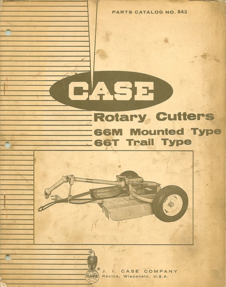 Original CASE Parts Catalog No. 843 Rotary Cutters 66M Mounted Type/66T Trail - Image 1 of 1