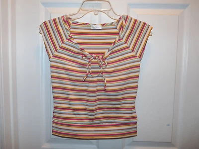 Charlotte Russe Multi Color Striped Cap Sleeve Ladies Top Size Small - Image 1 of 4