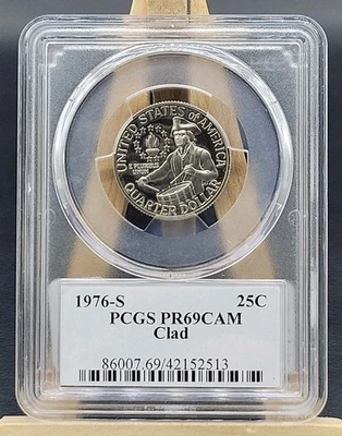 1975 Lost Year Label PCGS 1976 S Clad Washington Quarter 25c PR69 Cameo - Image 1 of 2