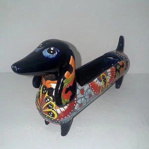 Talavera Ceramic Wiener Dog Planter 14” Hand-Painted Figure - Picture 1 of 8