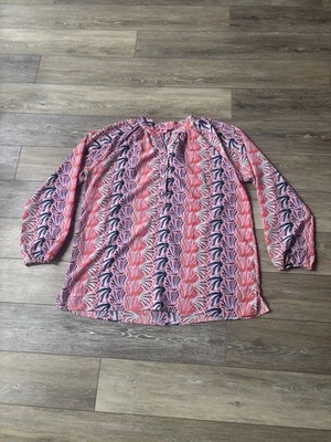 Simply Southern Peasant Blouse Sz XXL Pink Scallop Shell Coastal Beach Cottage - Image 1 of 4