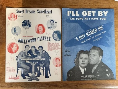 Lote ~ 2 militares de la Segunda Guerra Mundial ~ I'll Get By ~ Spencer Tracy + Sweet Dreams Sweetheart ~ Carlisle Foto 1 de 4