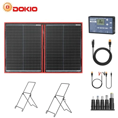 Dokio 100W 12V Faltbares Solarpanel Kit Tragbar Camping Ladegerät Wohnmobil Boot - Bild 1 von 4