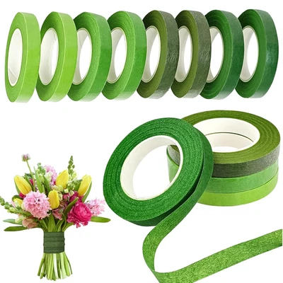 8 Roll Florist Tape 12Mm Width Green Floral Tape Bouquet Stem Wrapping DIY 29.5  - Image 1 of 4