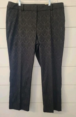 Pantalones de vestir Ann Taylor curvilíneos negros damasco hasta el tobillo talla 16 originales 89,99 Foto 1 de 4