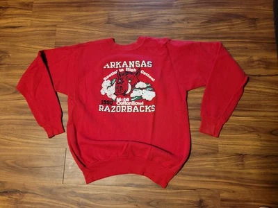 XL 1990 Arkansas Razorbacks Fútbol Algodón Bowl Cuello Redondo Sudadera Foto 1 de 3