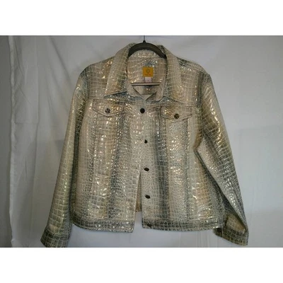 Ruby Rd. Womens Size 18 Metallic Silver Crocodile Print Jacket Christmas - Image 1 of 3
