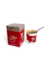 Mate Pampa Tradicional River Plate Rojo Boca Abierta + Bombilla - Picture 1 of 4