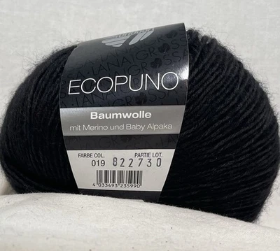 Lana Grossa ECOPUNO - Charcoal #019 - Luxury 72% Cotton, 17% Wool, 11% Alpaca - Image 1 of 2