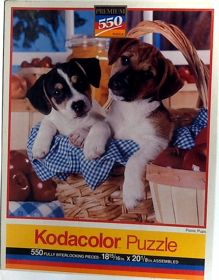 1991 Picnic Pups Kodacolor Kodak 550 pc 18-15/16" X 20-1/8" Rose Art Puzzle - Image 1 of 1