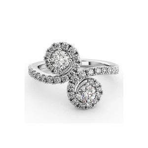 1 3/4ct F SI1 Round Earth Mined Certified Diamonds 18k Gold Halo Engagement Ring - Picture 1 of 5