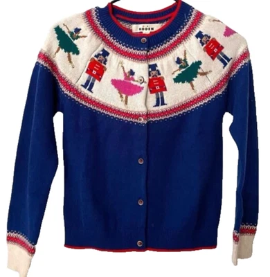 Mini Boden Niños Edie Fair Isle Cárdigan Cascanueces Suéter Azul Talla 8-9Y - $65 Foto 1 de 4