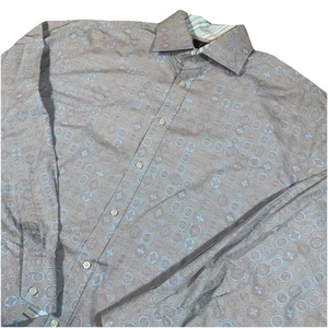 TAILORBYRD Shirt Mens Small Button Long Sleeve Geometric Gray Dress Shirt Flip - Picture 1 of 8