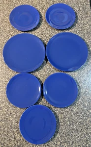 IKEA Stoneware Blue Set of 2 Dinner Plates 5 Salad Plates EUC 15560 - Picture 1 of 11