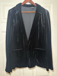 Tahari Damen Blazer Jacke schwarz mit einem Knopf Samt Größe XL - Bild 1 von 5