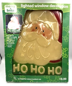 Merry Brite Lighted Santa Window Christmas Decoration 2006 Works 16" T x 14" W - Foto 1 di 11