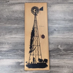 Harvey Bernard Farm Scene Silhouette Wood Sign Plaque, Farmhouse Art The Aerator - Picture 1 of 15