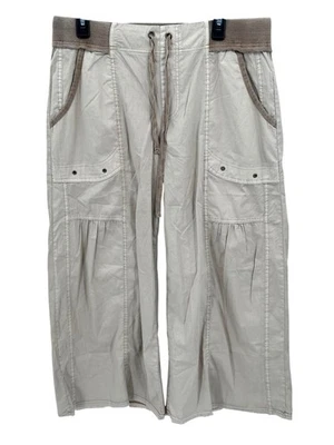 Pantalones XCVI Para Mujer Grandes Bronceados Seaver Popelina Pierna Ancha Recortados Playa Lagenlook Boho Foto 1 de 4