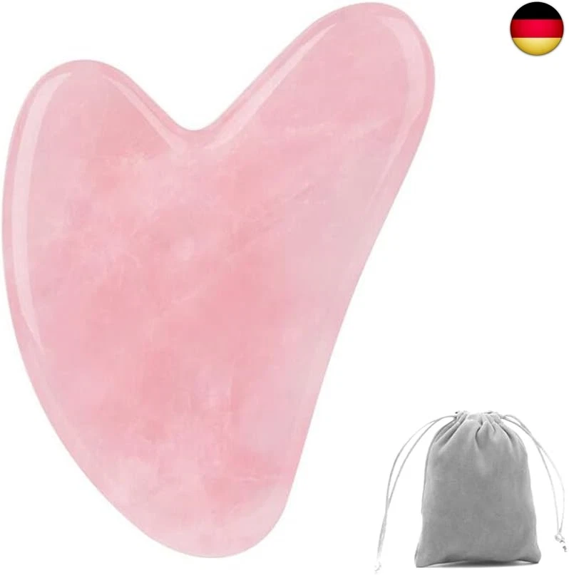BESUCHE DEN BOUNABAY-STORE Bounabay Rosenquarz Gua Sha Massagewerkzeug, 100% Natürliches Jadestein