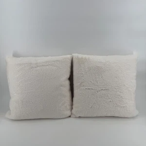 Umbral Juego de 2 Almohadas de Lanzamiento de Piel Sintética Crema 18x18 Funda Extraíble NUEVO - Imagen 1 de 5