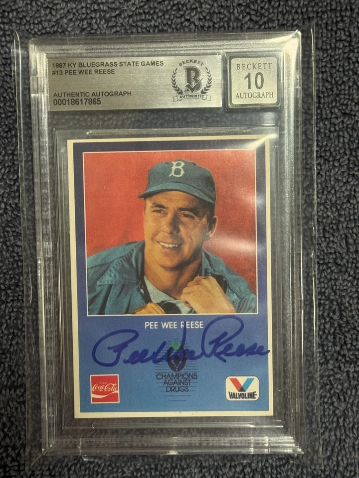 KY Bluegrass State Games 1987 Pee Wee Reese firmado automático Bas Beckett 10 Dodgers Foto 1 de 1