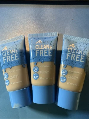 Manhattan Clean&Free Make Up 30Soft Porcelain   3 Stück Neu - Bild 1 von 3