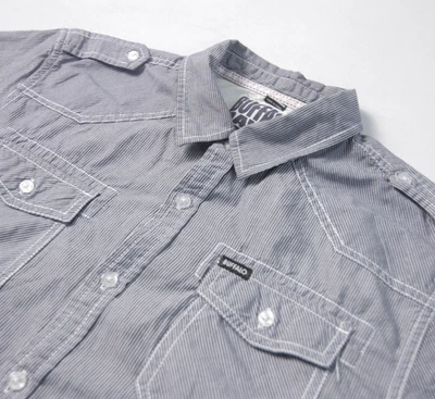 Buffalo David Bitton Shirt Mens M Pencil Stripe Button Up Short Sleeve Blue - Image 1 of 4