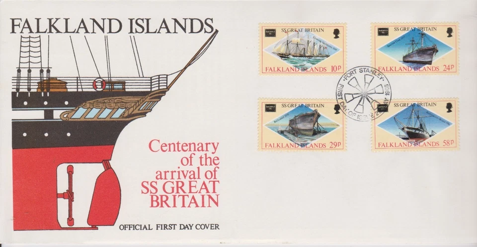GB - Falkland Is 1986 Arrival of SS Great Britain Centenary/Ships SG 527-530 FDC - Image 1 of 1
