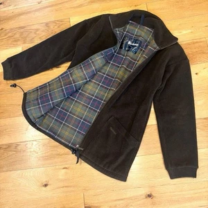 Barbour Plaid Fleece Jacket XS Green Check Embroidered Logo Casual Outerwear - Picture 1 of 10