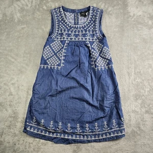 Romeo Juliet Couture Dress Womens Small Blue Chambray Embroidered Sleeveless - Picture 1 of 12