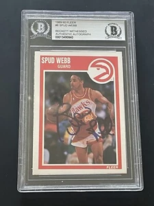 1989 90 Fleer SPUD WEBB Signed Auto Signed Card #6 Beckett BAS Witness Slabbed - Picture 1 of 2