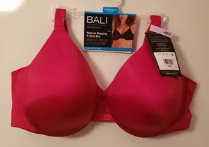 Women's Bali Smoothing Underwire T Shirt Bra Glossy Lipstick Red Sz 40D NWT - Picture 1 of 8