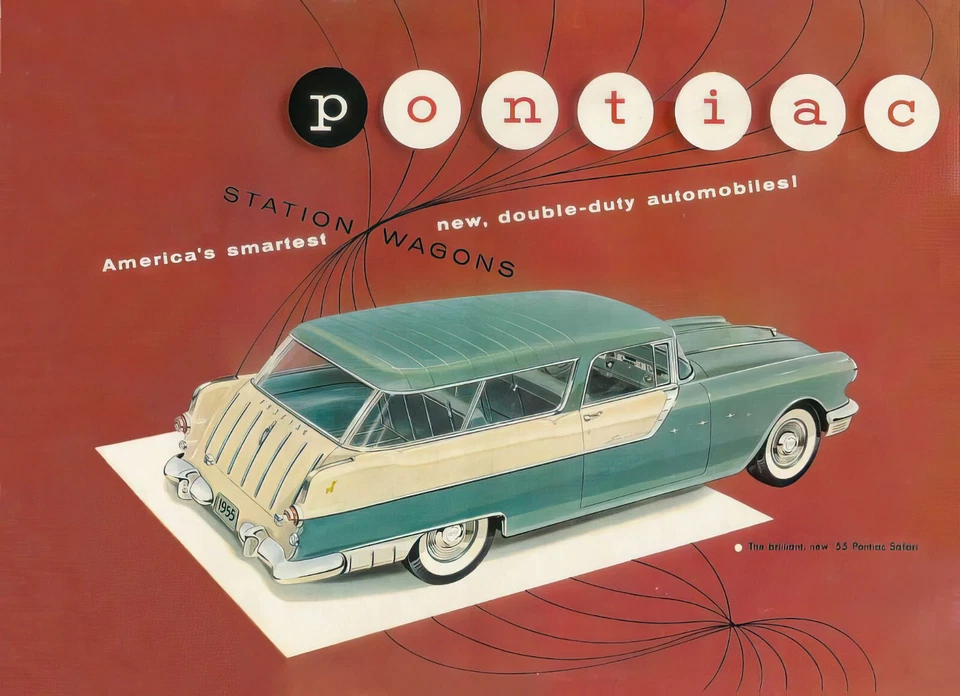 1955 Pontiac Station Wagons showroom Wall print 13 x 18 Giclee print - Image 1 of 1