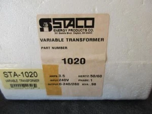 Transformador Variable 1020 STACO Entrada Monofásica 240V 280V Salida 3.5 Amp NOS - Imagen 1 de 1